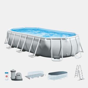 Piscina oval amovível com estrutura prismática intex 503x274x122 cm com purificador
