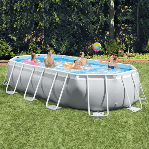 Piscina oval amovível com estrutura prismática intex 503x274x122 cm com purificador