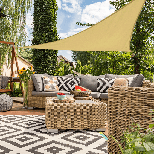 Toldo de sombra triangular Aktive Garden uv50 cor creme