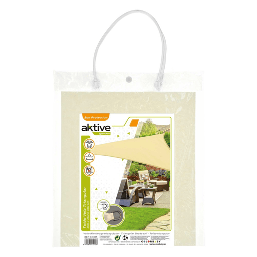 Toldo de sombra triangular Aktive Garden uv50 cor creme