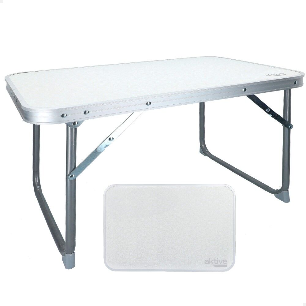 Mesa plegable baja aktive camping blanca