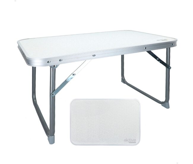 Mesa plegable baja aktive camping blanca