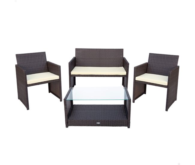 Conjunto muebles terraza ratán 3 sillones y 1 mesa aktive
