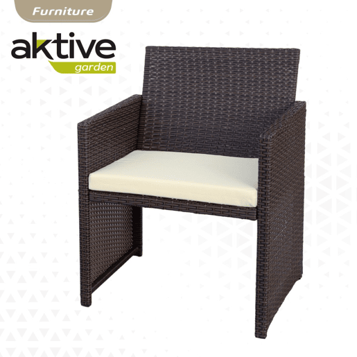 Conjunto de móveis de terraço em vime 3 poltronas e 1 mesa Aktive