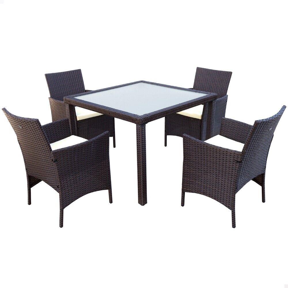 Set muebles de terraza sillas y mesa ratán Aktive