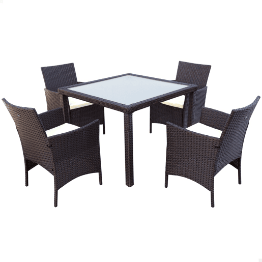 Conjunto de móveis de terraço de mesa e cadeiras de vime Aktive