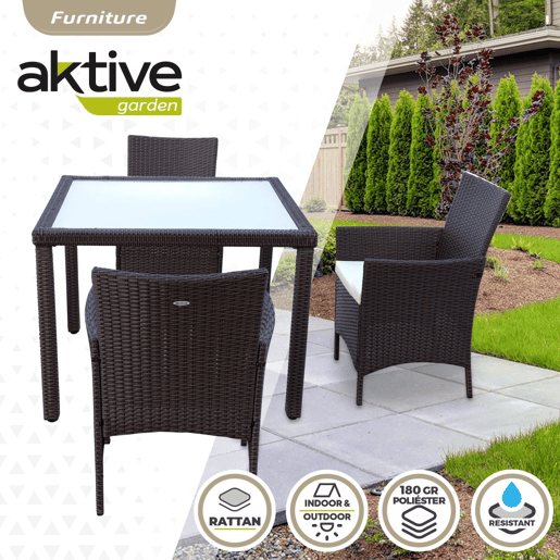 Conjunto de móveis de terraço de mesa e cadeiras de vime Aktive