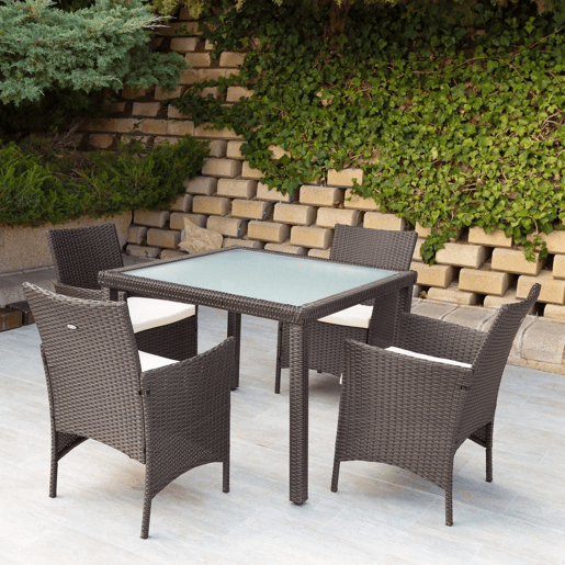 Conjunto de móveis de terraço de mesa e cadeiras de vime Aktive