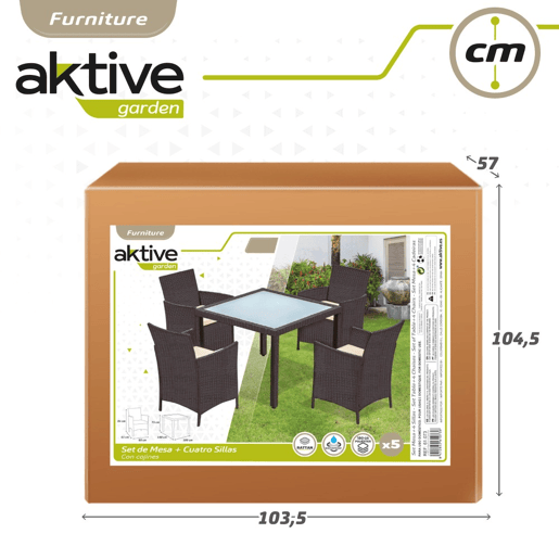 Conjunto de móveis de terraço de mesa e cadeiras de vime Aktive