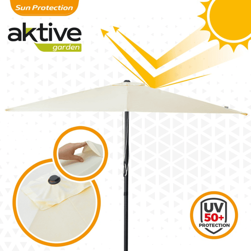 Guarda-sol quadrado de jardim 270x270 cm com protecção UV50 Aktive