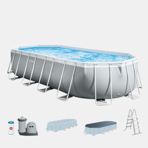 Piscina oval amovível Intex estrutura prisma oval 610x305x122 cm com purificador