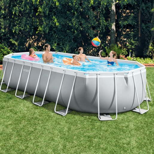 Piscina oval amovível Intex estrutura prisma oval 610x305x122 cm com purificador