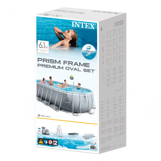 Piscina oval amovível Intex estrutura prisma oval 610x305x122 cm com purificador