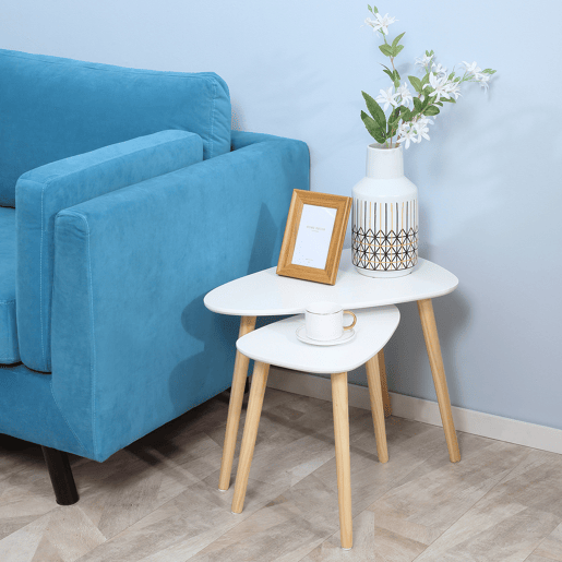 HOMCOM Conjunto de 2 Mesas Auxiliares com Pés de Madeira Mesas de Café para Sala de Estar Dormitório Escritório 59,5x39,5x45cm e 44,5x28,5x40cm Branco HOMCOM Conjunto de 2 Mesas Auxiliares com Pés de Madeira Mesas de Café para Sala de Estar Dormitório Escritório 59,5x39,5x45cm e 44,5x28,5x40cm Branco