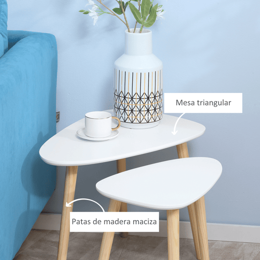 HOMCOM Conjunto de 2 Mesas Auxiliares com Pés de Madeira Mesas de Café para Sala de Estar Dormitório Escritório 59,5x39,5x45cm e 44,5x28,5x40cm Branco HOMCOM Conjunto de 2 Mesas Auxiliares com Pés de Madeira Mesas de Café para Sala de Estar Dormitório Escritório 59,5x39,5x45cm e 44,5x28,5x40cm Branco