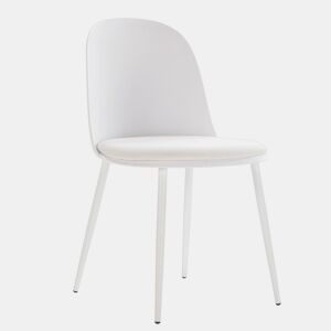 Conjunto de 4 cadeiras Kana branco, pernas em metal e assento estofado