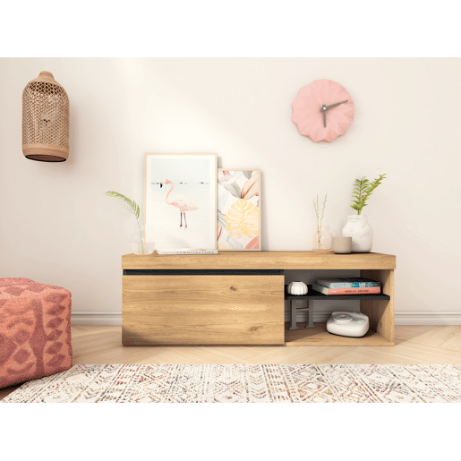 Conjunto Naturale, Sala de estar, Sala de jantar, Buffet-móvel tv120cm - mesa extensível cor CarvalhoPreto Conjunto Naturale, Sala de estar, Sala de jantar, Buffet-móvel tv120cm - mesa extensível cor CarvalhoPreto