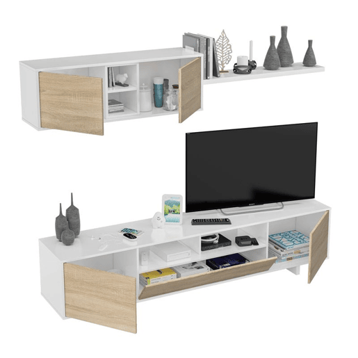 Mobiliário de sala de jantar Belus Branco brilhante - Carvalho canadiano 200104,8+95,2 x 4634,7 x 41  28,2  21 cm