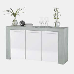 Aparador Ambit Branco Artik (Branco mate) - Cinzento Cimento 144 x 80 x 42cm cm