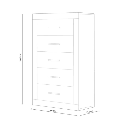 Chiffonier Lara Cambria - Branco 60 x 106,5 x 39,6 cm
