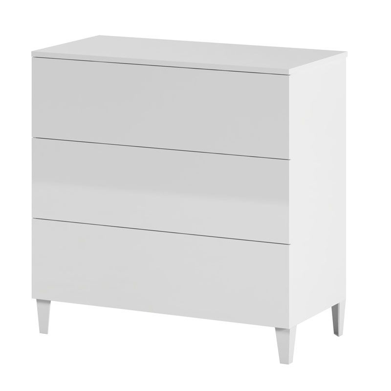 Cómoda 3 cajones loft blanco brillo 80 x 76 x 40 cm