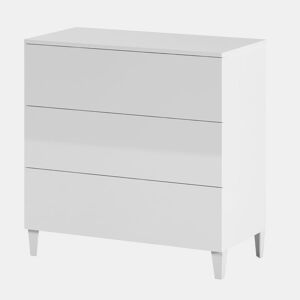 Cómoda Loft 3 gavetas Branco brilhante 80 x 76 x 40cm cm