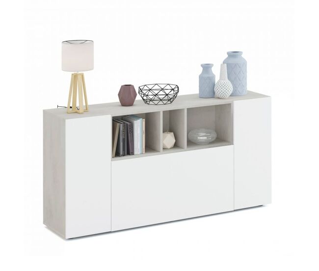 Aparador loira blanco artik (blanco mate) - gris cemento 150 x 76 x 41 cm