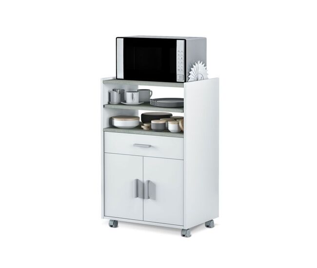 Mueble microondas Basic Blanco Artik (Blanco Mate) - Gris Cemento 59 x 92 x 40 cm