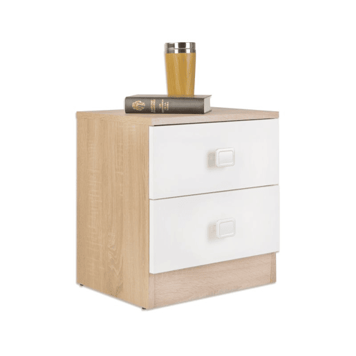 Mesa de cabeceira Kamik Carvalho nórdico - Branco 39,5 x 44 x 33,5 cm