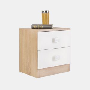 Mesa de cabeceira Kamik Carvalho nórdico - Branco 39,5 x 44 x 33,5 cm