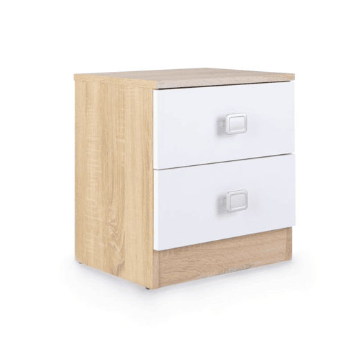 Mesa de cabeceira Kamik Carvalho nórdico - Branco 39,5 x 44 x 33,5 cm