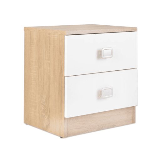 Mesa de cabeceira Kamik Carvalho nórdico - Branco 39,5 x 44 x 33,5 cm