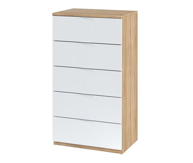 Cómoda luca blanco artik (blanco mate) - roble canadian 60 x 110 x 40 cm