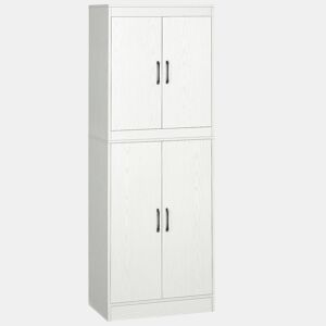 HOMCOM Armário de Cozinha Móvel Auxiliar de Cozinha com 4 Portas e 5 Prateleiras para Cozinha Sala de Jantar Estilo Moderno Anti-Tombo 60x36x168cm Branco
