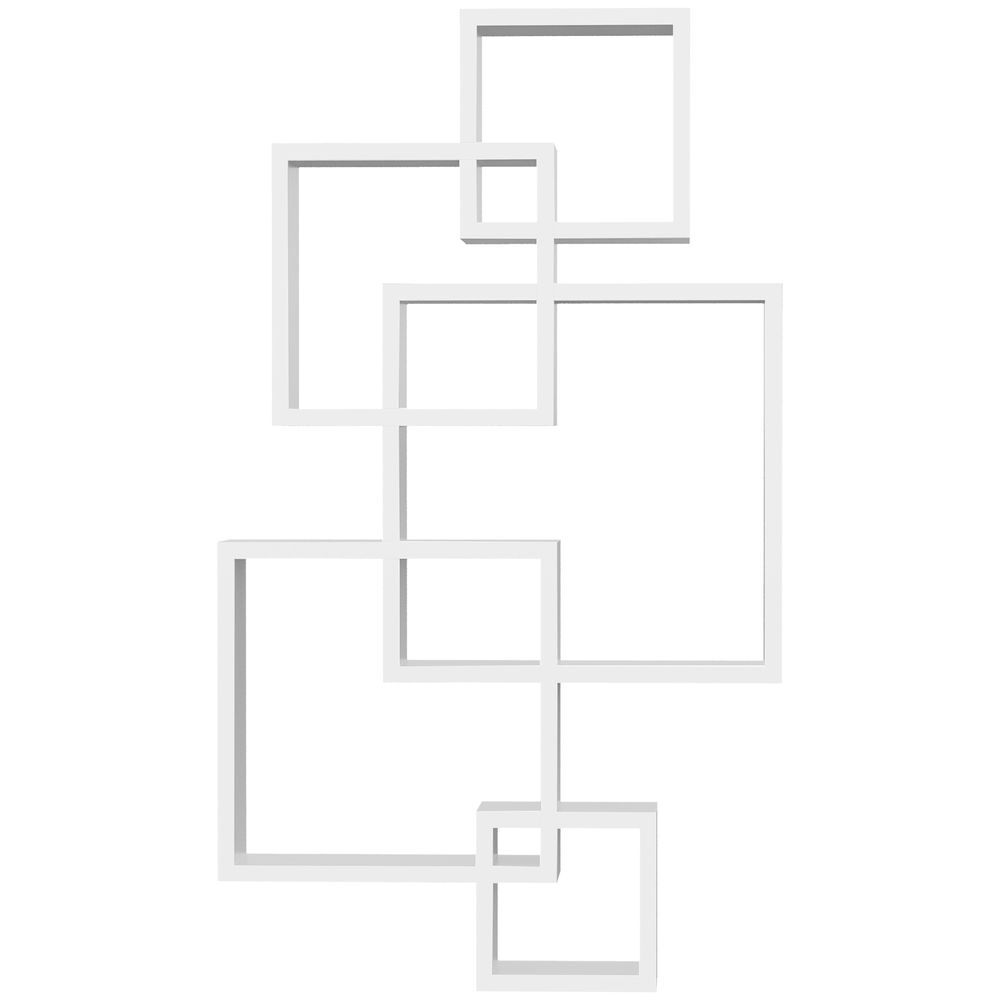 Homcom estantería de pared con 5 cubos estante flotante de madera para salón dormitorio entrada estudio estilo moderno 49,5x10,2x86 cm blanco