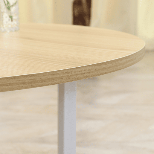 HOMCOM Conjunto de 2 Mesas de Centro Ø65x32cm e Ø45x26cm Mesas de Sala de Estar Redondas com Bancada de Madeira e Pés de Metal para Dormitório Madeira e Branco