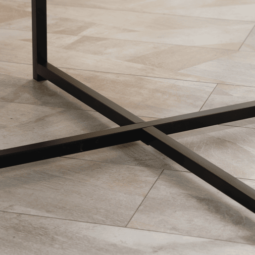 HOMCOM mesa de Centro Mesa de Sala de Estar Redonda com Bancada Similar ao Mármore e Estrutura de Metal para Escritório Estilo Moderno 80x80x45cm Branco e Preto