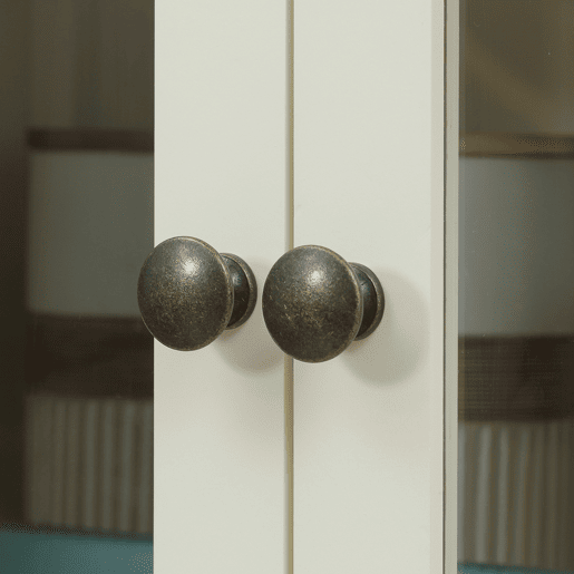 HOMCOM Armário de Cozinha com 2 Portas de Vidro 1 Gaveta e Prateleira Ajustável Móvel Auxiliar de Cozinha Anti-Tombo 76x40x182,5cm Creme