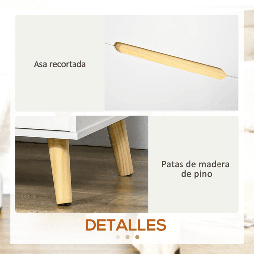 HOMCOM Mesa de Cabeceira com 2 Gavetas e Pés de Madeira Mesa de Cabeceira para Dormitório Escritório Estilo Moderno 50x40x50,5cm Branco
