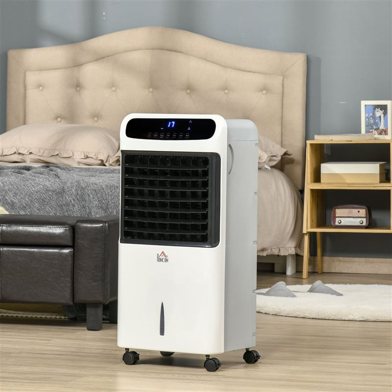 Enfriador de aire Homcom 75W con temporizador+ruedas blanco 81x38x35 cm
