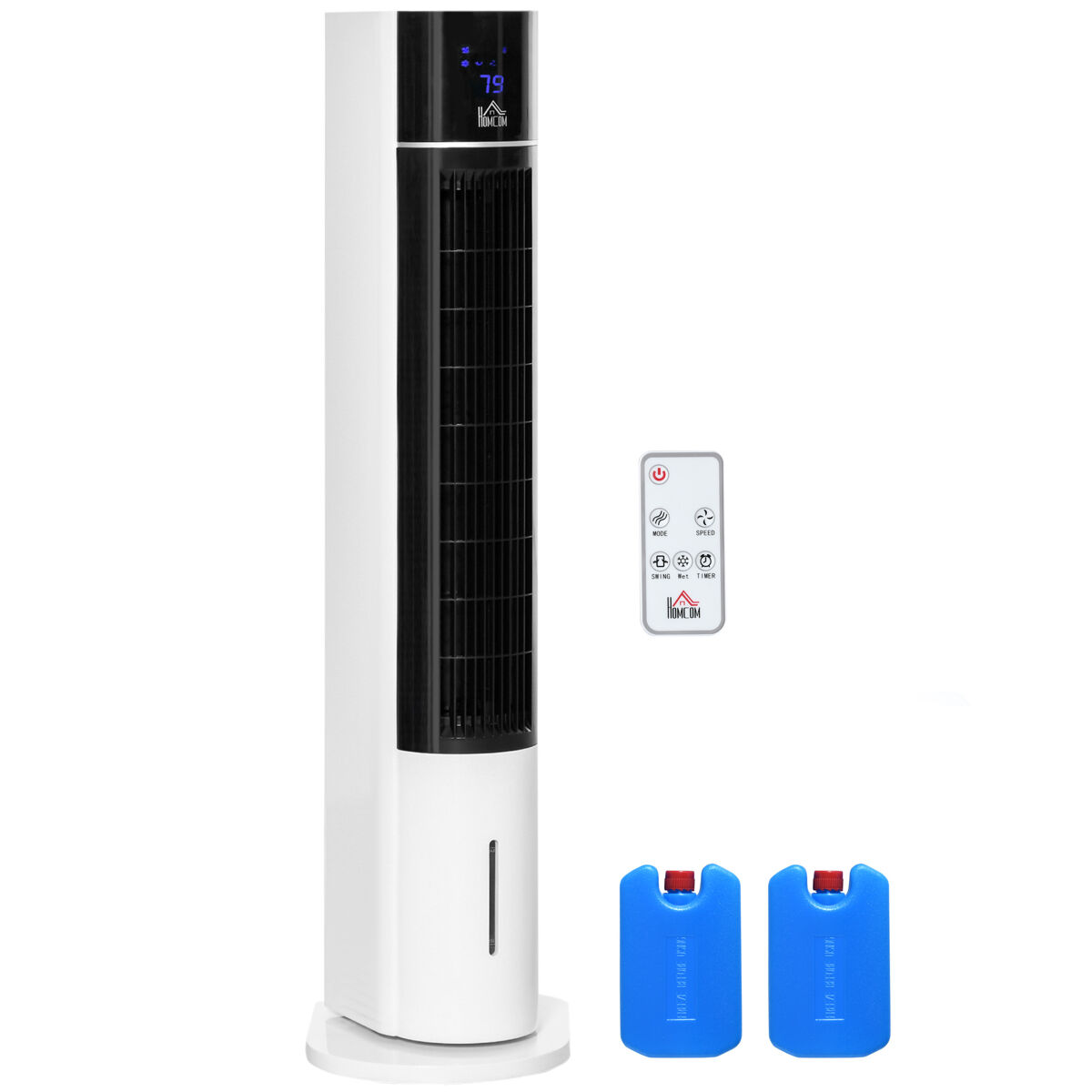Ventilador de torre Homcom con mando 60W 3 velocidades 3 modos temporizador blanco/negro 105x33x26 cm