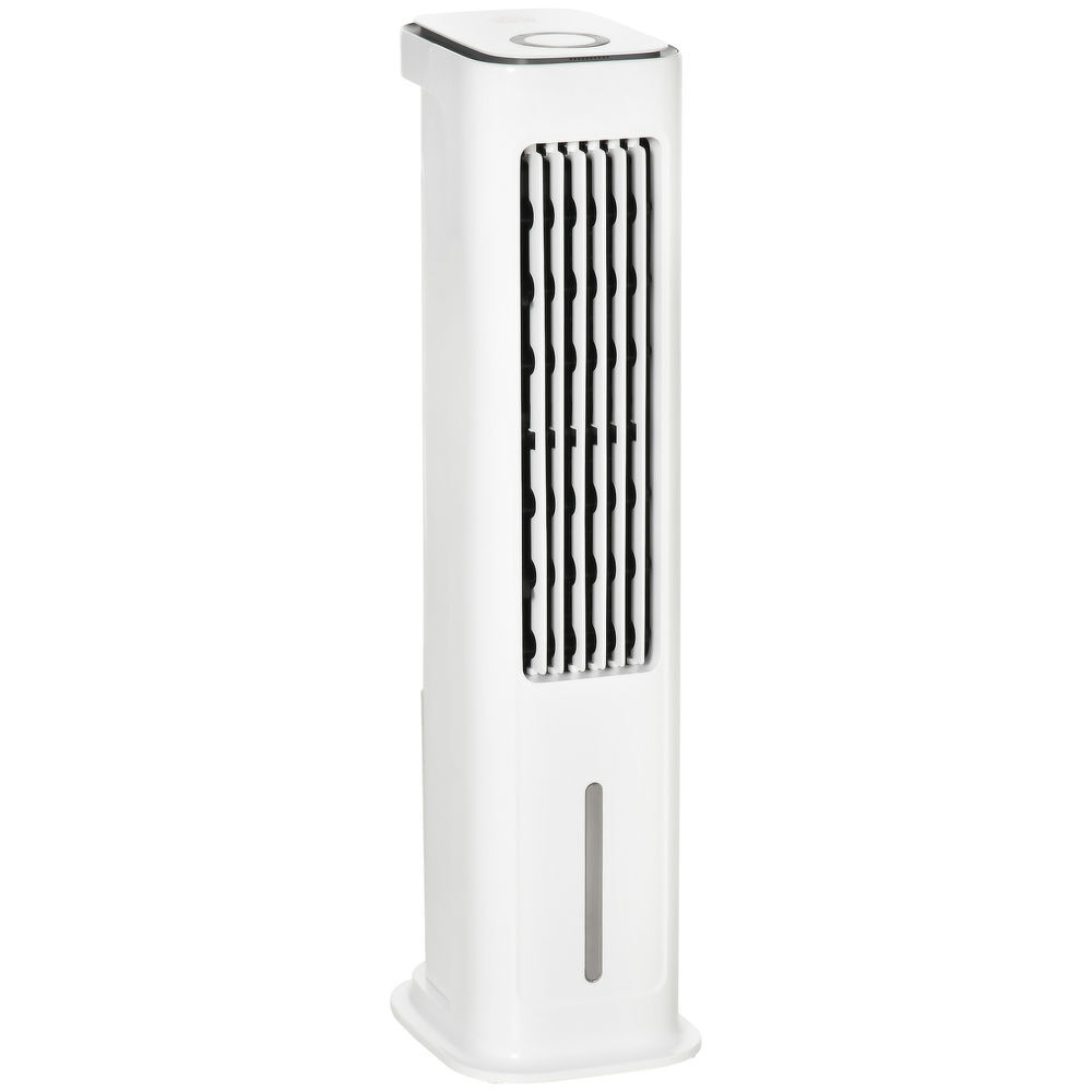 Ventilador de torre Homcom 75W refrigeración por hielo blanco 86x23x29 cm