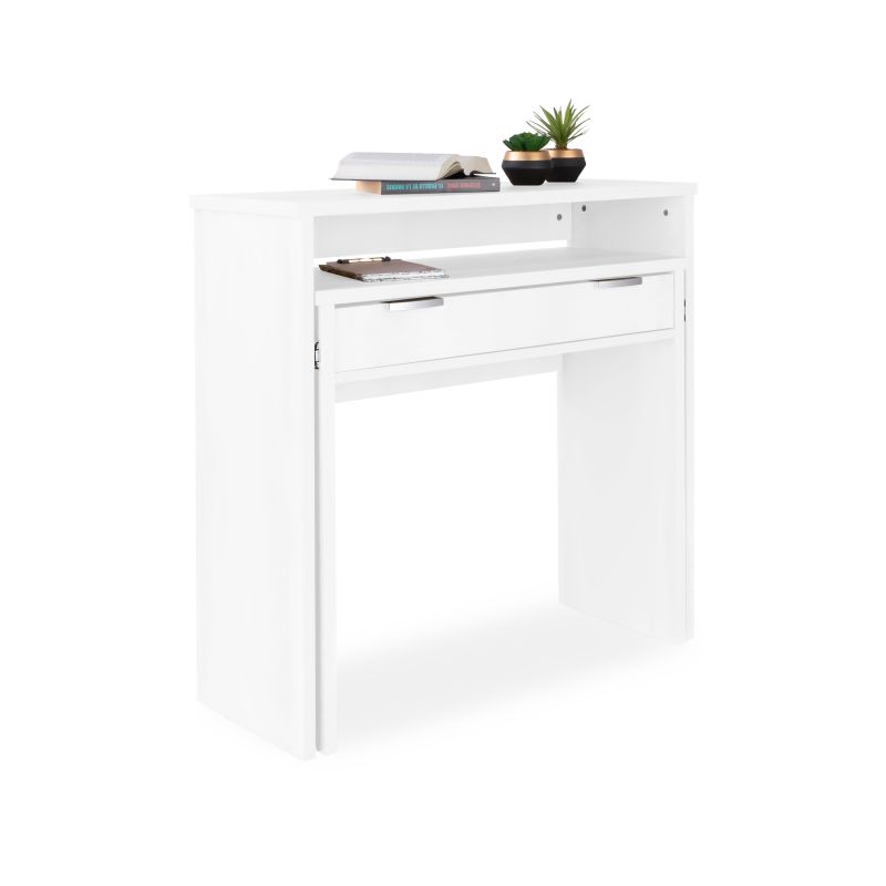 Mesa de escritorio consola aput blanco 33 (cerrada), 63,4 (abierta) x 87,5 x cm