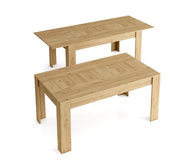 Mesa extensible kai hasta 200 cm - 76 x 140 x 90 cm - madera roble
