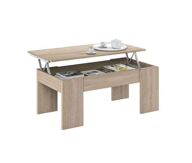Mesa de centro elevable low cost roble canadian 100 x 45–56 x 50 cm