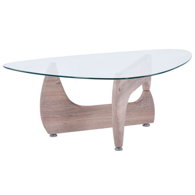 Mesa de centro leyna cristal transparente - madera clara 110 x 40 x 70 cm
