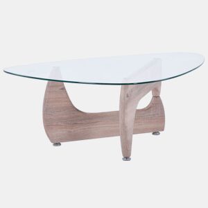 Mesa de centro Leyna Vidro transparente - Madeira clara 110 x 40 x 70cm cm