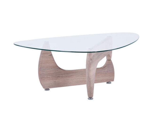 Mesa de centro con sobre de cristal y madera clara 110 cm Leyna Cristal transparente - Madera clara 110 x 40 x 70 cm