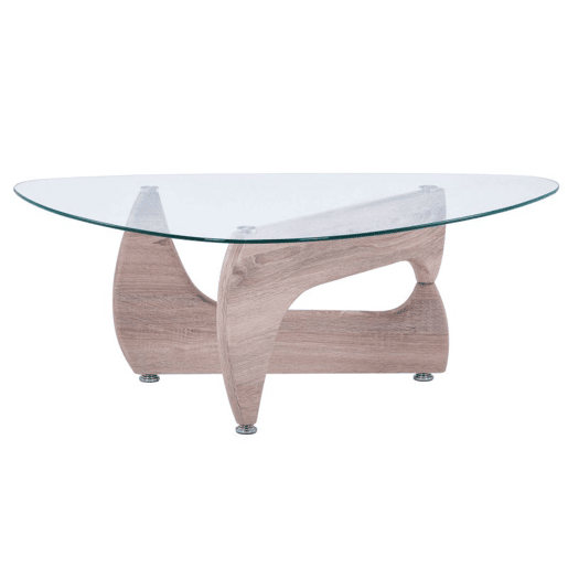 Mesa de centro Leyna Vidro transparente - Madeira clara 110 x 40 x 70cm cm