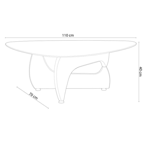 Mesa de centro Leyna Vidro transparente - Madeira clara 110 x 40 x 70cm cm